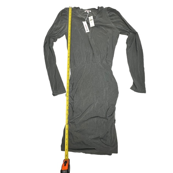 NWT Sundry for Anthropologie Shirred Puff Sleeve Dress in Carbon size m - Picture 12 of 16